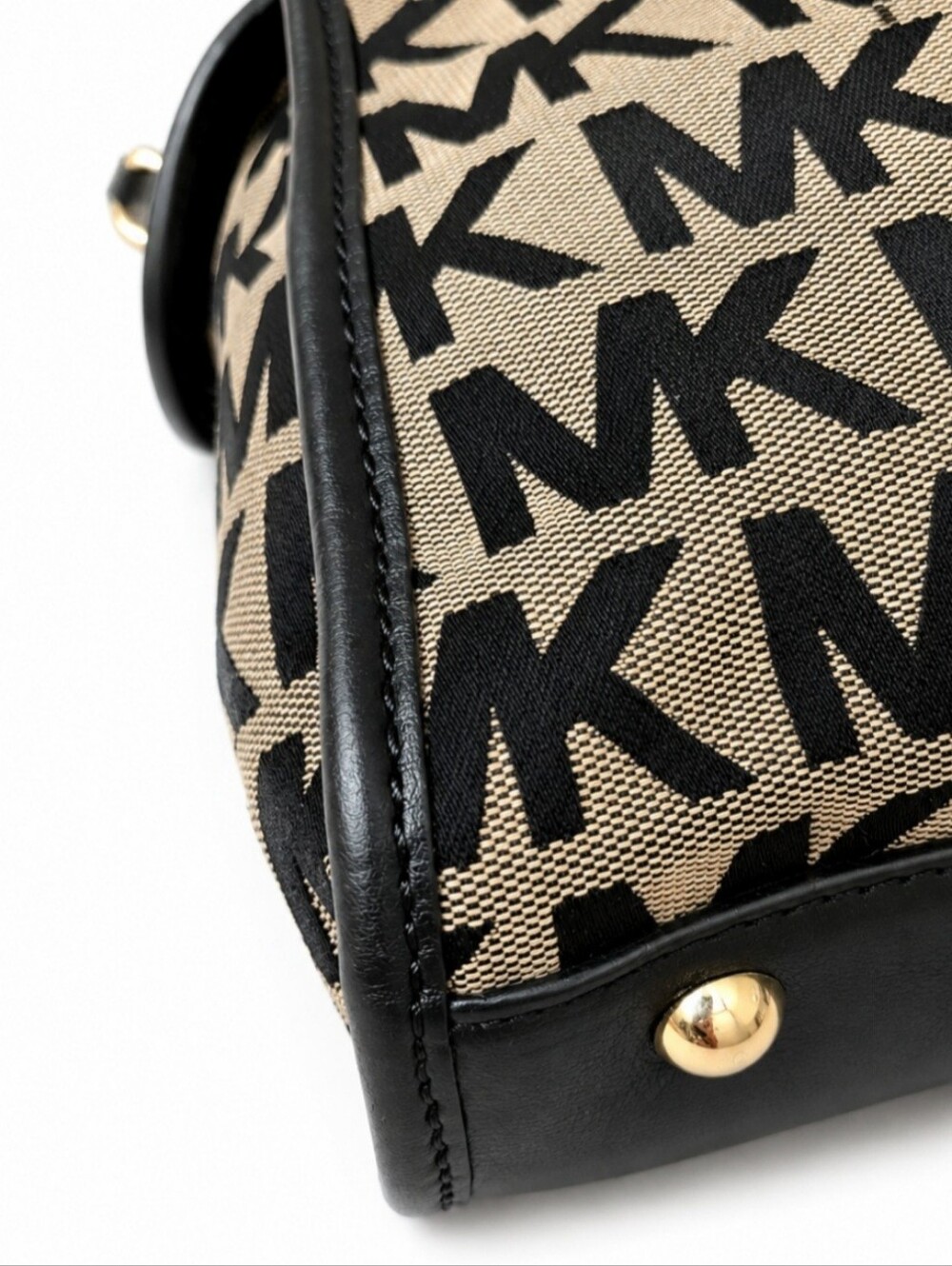 Vintage Michael Kors Black & Tan Jacqaurd/Leather Satchel ***NEAR PERFECT*** - Picture 7 of 13